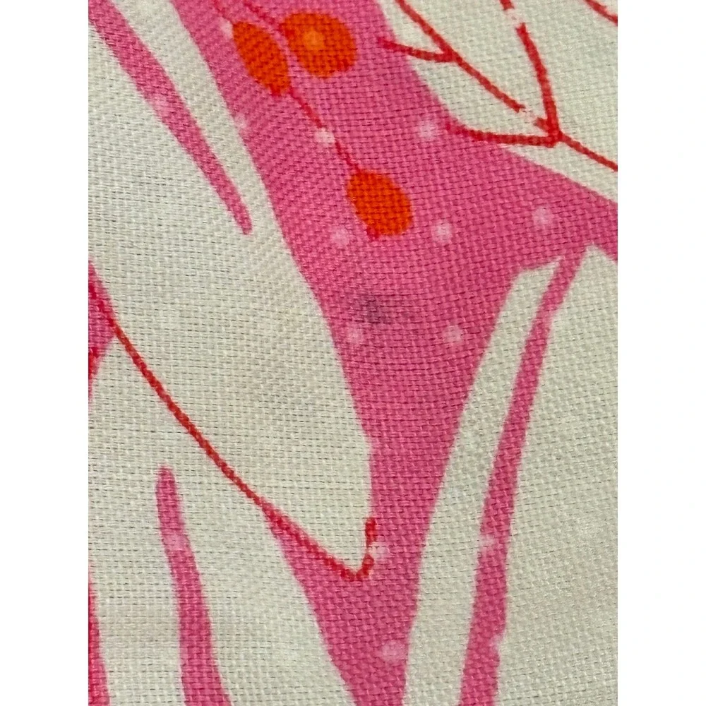 Vintage Vera Neumann Floral Apron Pink Orange Mid Century Modern Kitchen Pocket